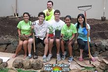 Students planting in honor of Earth Day